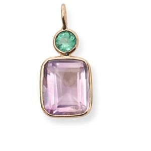 ISO Lizzie Fortunato Pink Amethyst Emerald Necklace Charm